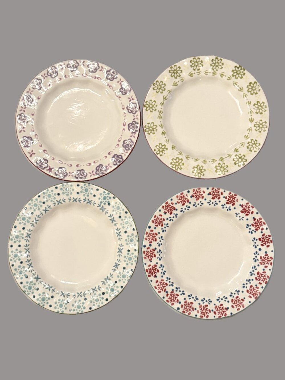 4 Boho Boutique Plates Salad or Desert 8 1/4" Discontinued Bohemian Art Modern